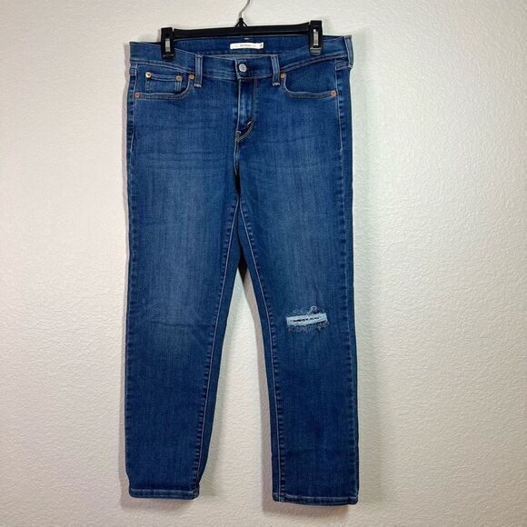 Levi's Women's Boyfriend Distressed Jeans Straight Leg Medium Wash Blue Size‎ 29 - Picture 1 of 7